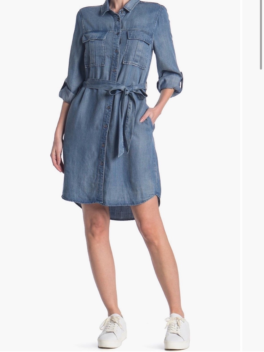 Velvet heart Ada chambray waist tie utility dress